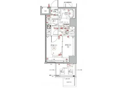 クレイシアIDZ浅草(2K/10階)の間取り写真