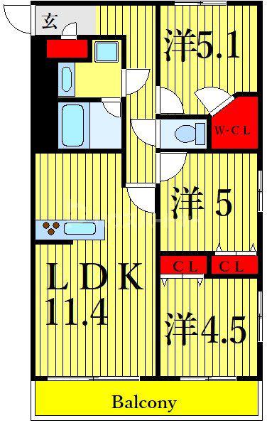 S-RESIDENCE瑞江(3LDK/7階)の間取り写真