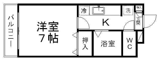 ソレイユ宮城野I(1K/1階)の間取り写真