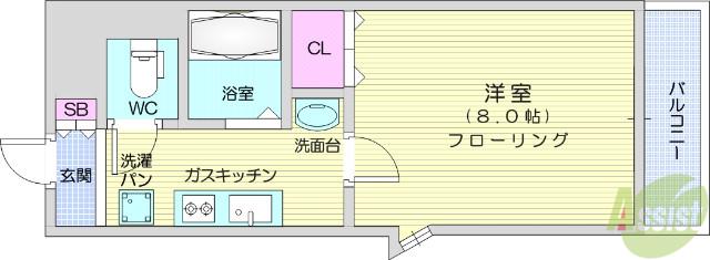 グランドール壱番館(1K/1階)の間取り写真