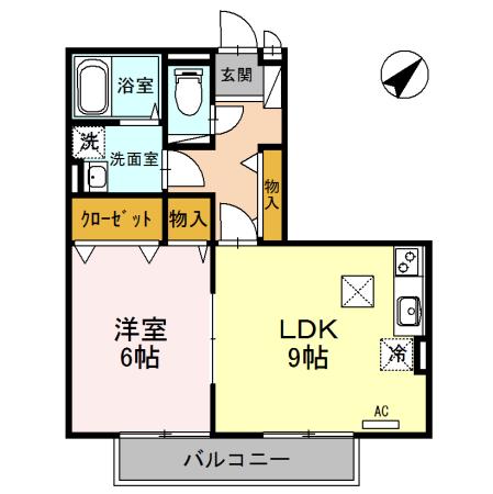 モナリエ(1LDK/1階)の間取り写真