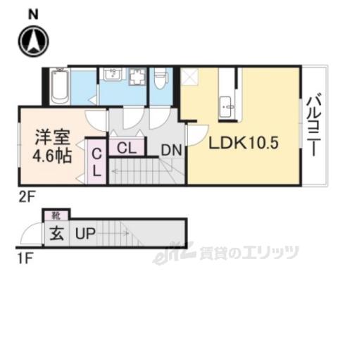 フロール・デ・セレッソⅡ(1LDK/2階)の間取り写真