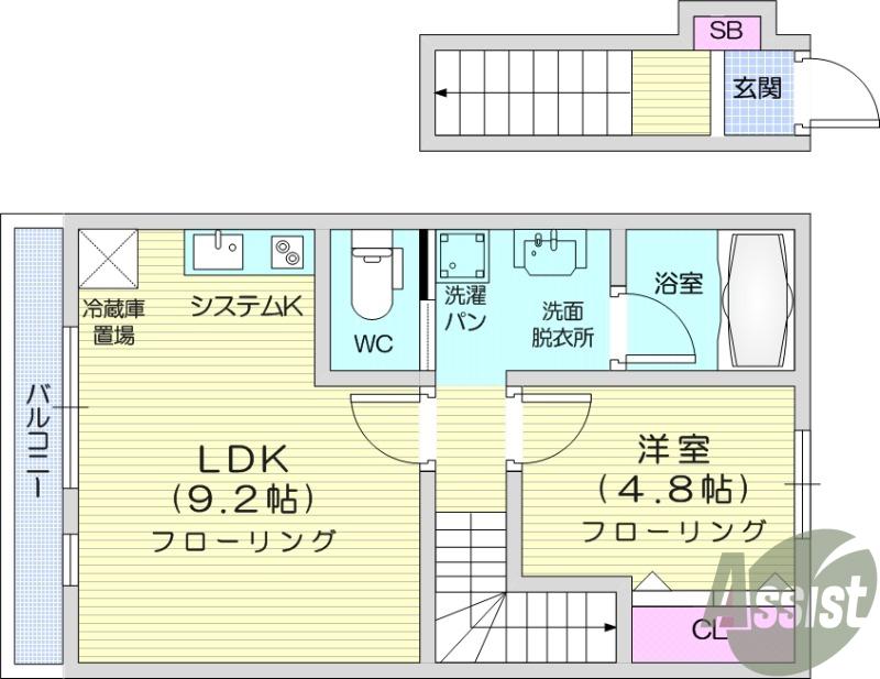 PREMORY名取駅 B棟(1LDK/2階)の間取り写真