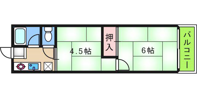 白庭ハイツ(2K/1階)の間取り写真