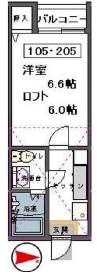 STAGE中田II(1K/2階)の間取り写真