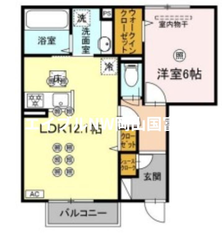 アルカンシェル(1LDK/1階)の間取り写真