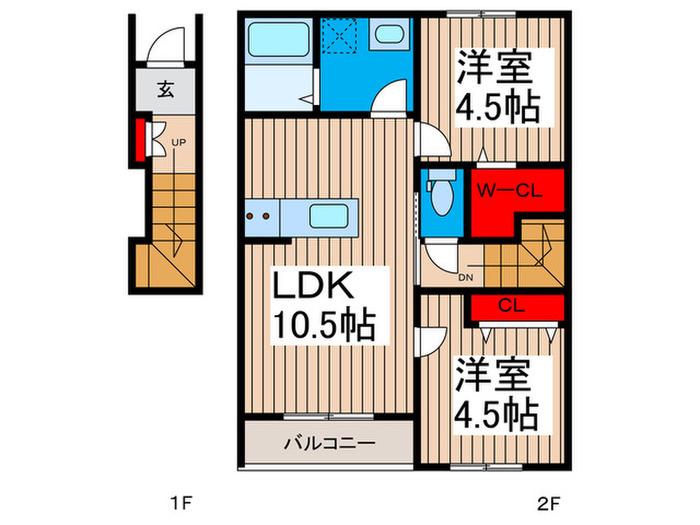 リーブルファイン川口榛松(2LDK/2階)の間取り写真