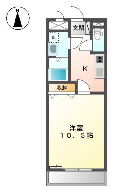 プランドールA(1K/1階)の間取り写真