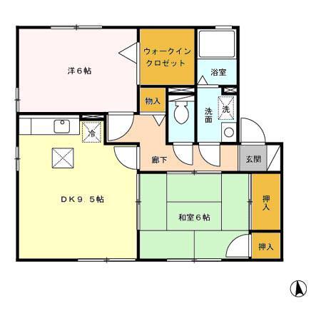 セジュール小森野IIA棟(2DK/2階)の間取り写真