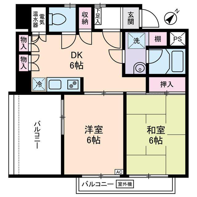 スカイスペース2(2DK/4階)の間取り写真