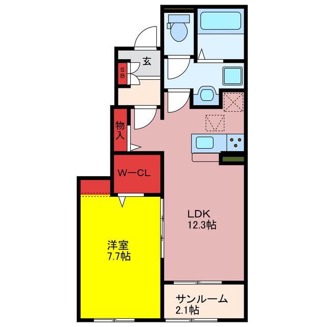 ルシェロI(1LDK/1階)の間取り写真