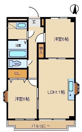 VILLA 桜ヶ丘(2LDK/3階)の間取り写真