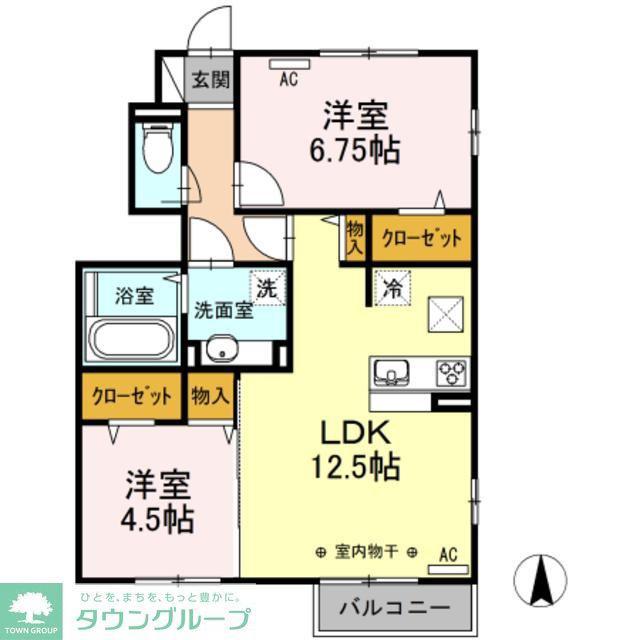 アーブルクロシェットC棟(2LDK/1階)の間取り写真