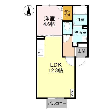 クレシェンテC(1LDK/2階)の間取り写真