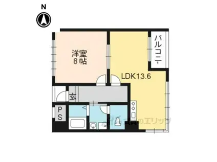 京福修学院第2マンション(1LDK/3階)の間取り写真