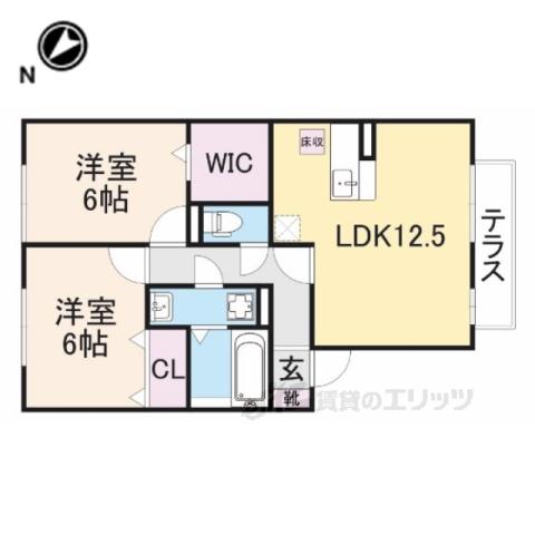 クレールソシア(2LDK/1階)の間取り写真
