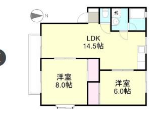 ロイヤルハイネス A(2LDK/2階)の間取り写真