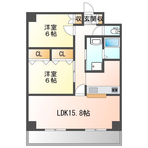 ハイム上所(2LDK/2階)の間取り写真