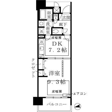 ロイヤルパークスなんば(1DK/5階)の間取り写真