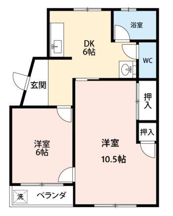 深谷コーポ(2DK/1階)の間取り写真