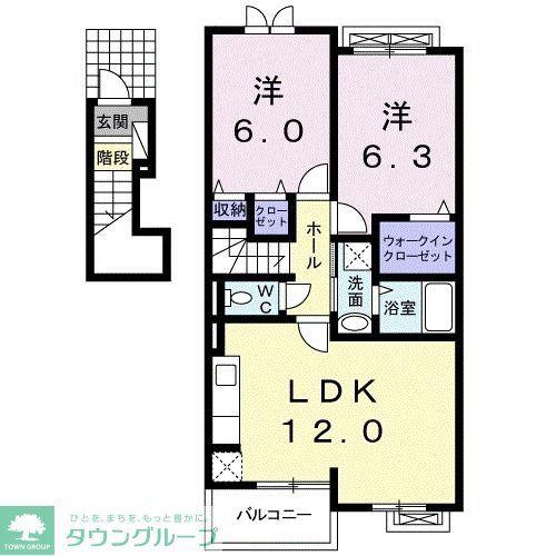 フォーカーレII(2LDK/2階)の間取り写真