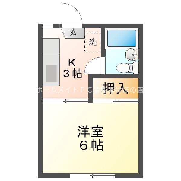 フォーブル山田A(1K/1階)の間取り写真