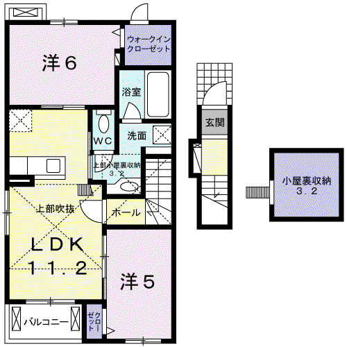 ディアコ一トM B(2LDK/2階)の間取り写真