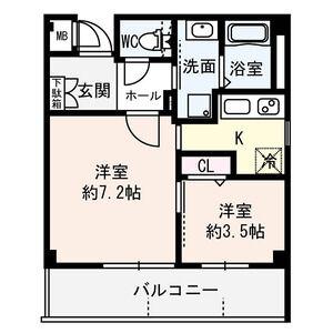 クレールメゾン向丘 住居(2K/2階)の間取り写真