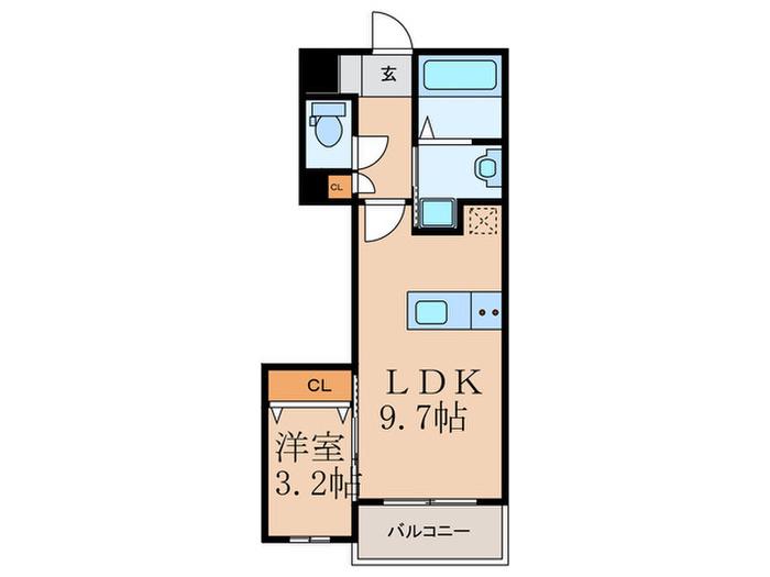ヴィアンジュ中原東(1LDK/1階)の間取り写真