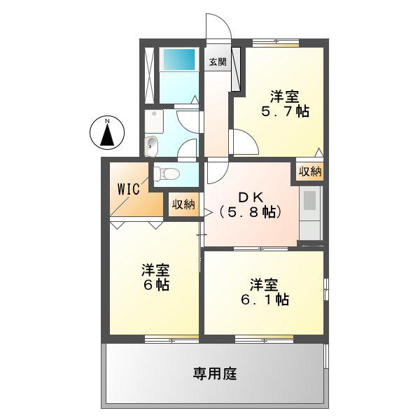 クレストールKIKI B(3DK/1階)の間取り写真