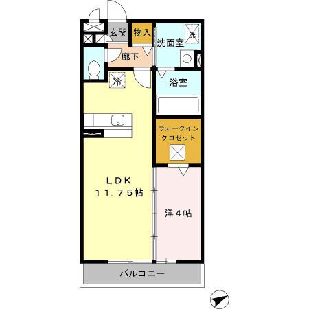 ラエティティア(1LDK/2階)の間取り写真