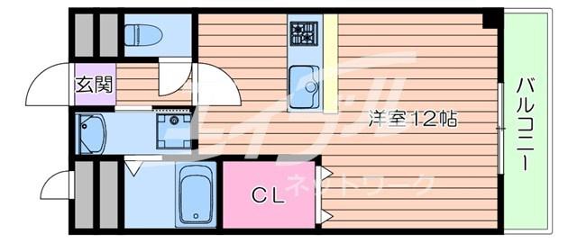 アンプルールフェール江坂(ワンルーム/1階)の間取り写真