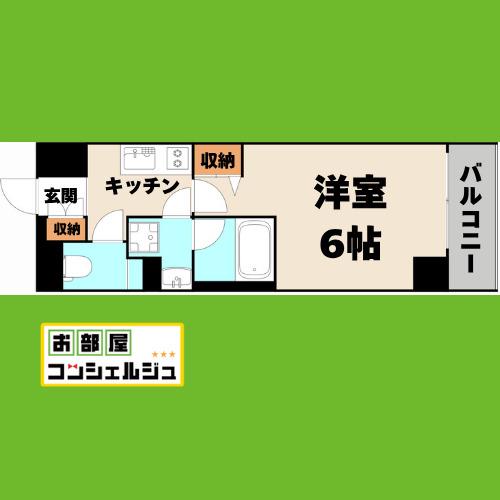 ディアレイシャス大須観音III(1K/6階)の間取り写真