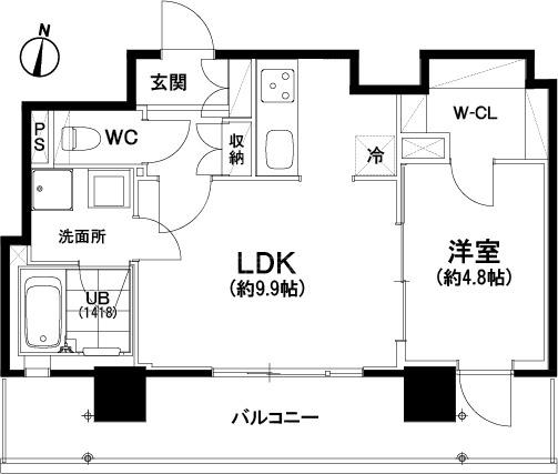 西新ROOMS(1LDK/14階)の間取り写真