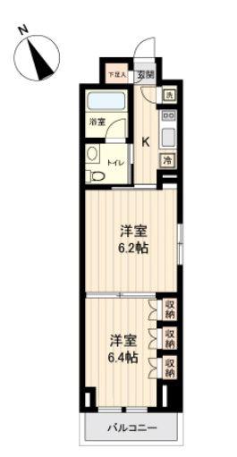 プラティーク清澄白河(2K/8階)の間取り写真