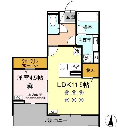 M&S RESIDENCE RIVERSIDE(1LDK/3階)の間取り写真