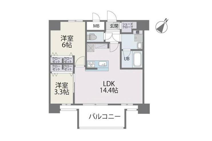 MODERN PALAZZO 博多デュオグランデウエスト(2LDK/11階)の間取り写真