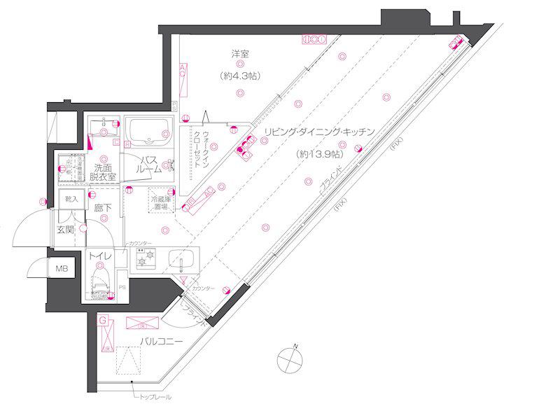 ZOOM練馬高野台(1LDK/5階)の間取り写真