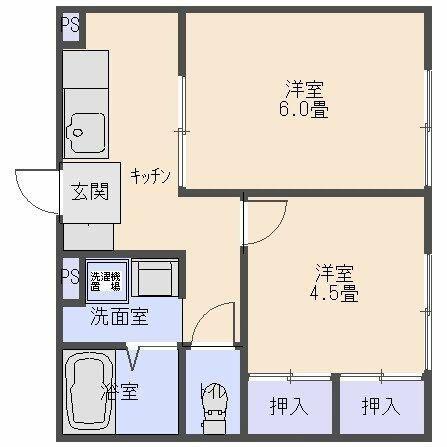 グランデュール(2K/2階)の間取り写真