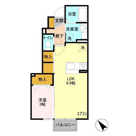 リェス ソーンツェ B(1LDK/1階)の間取り写真