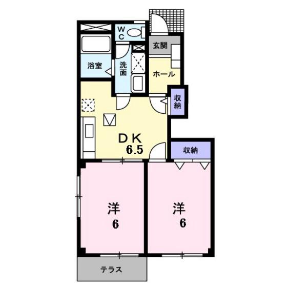 グランビアK(2DK/1階)の間取り写真