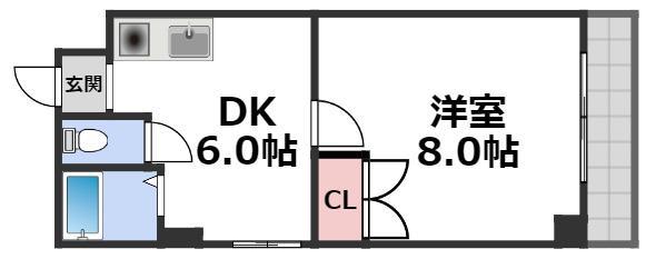 カーサAY(1DK/3階)の間取り写真