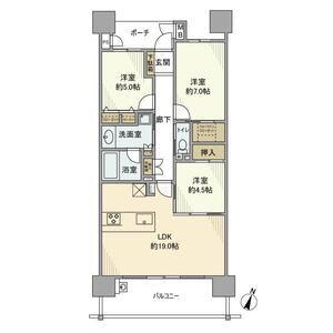 レゾンシティ刈谷銀座(3LDK/12階)の間取り写真