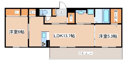 ポルト・ボヌール(2LDK/3階)の間取り写真