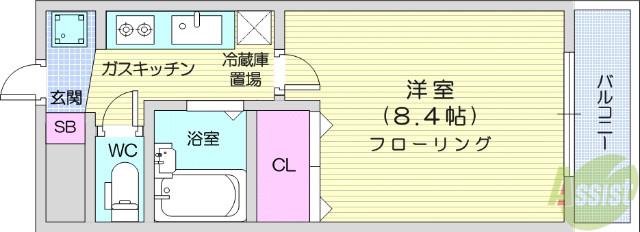 シティコートFUKUJYU(1K/2階)の間取り写真