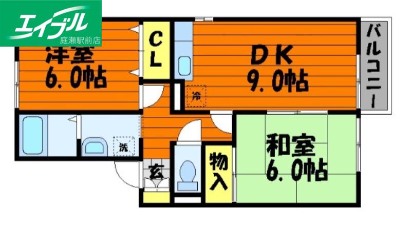 メゾン・エスポワールB棟(2DK/2階)の間取り写真