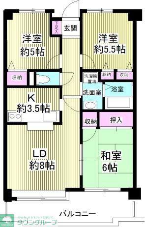 ベルグプレシャデス船橋(3LDK/1階)の間取り写真