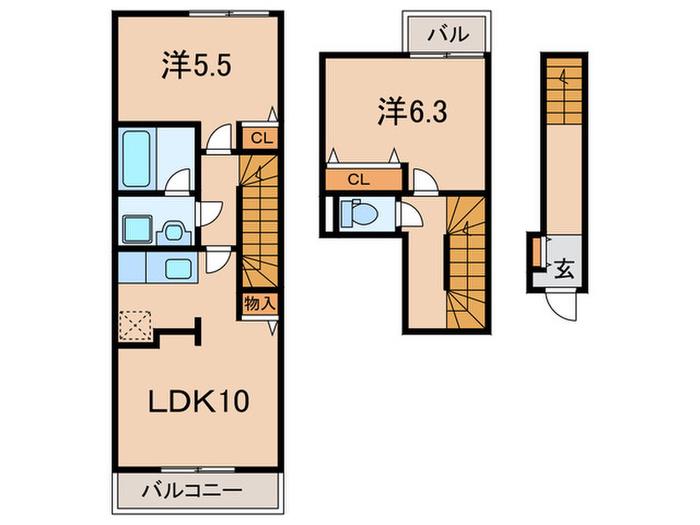 サージェ林I・A(2LDK/2階)の間取り写真