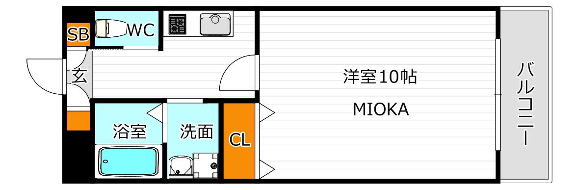 ルフランソレイユ(1K/2階)の間取り写真