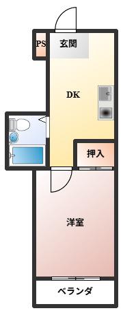 プレアール夕日丘(1DK/3階)の間取り写真